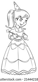 Fairy. Element for coloring page. Cartoon style.