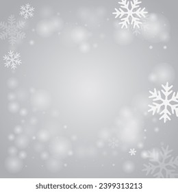 Fairy falling snow flakes pattern. Winter dust ice granules. Snowfall sky white gray illustration. Scattered snowflakes january vector. Snow nature landscape.