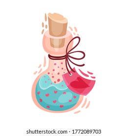 Fairy Flask with Love Potion Inside as Saint Valentine Day Symbol Vector Illustration