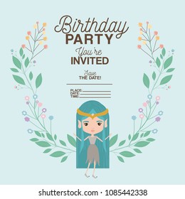 fairy with floral decoration invitation card
