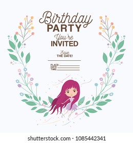 fairy with floral decoration invitation card