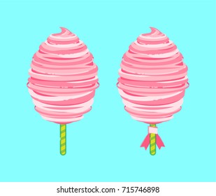 Fairy Floss, Cotton Candy or Candy Floss on a stick. Sweet fluffy treat.