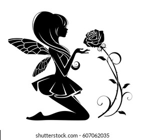 Fairy with a flower isolated on a white background