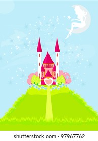 fairy flying above castle