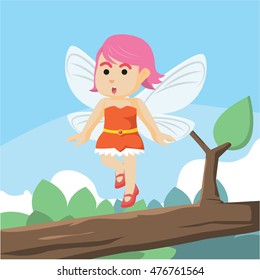 fairy flying on branch