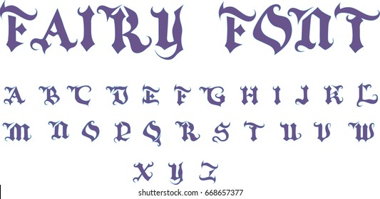 Fairy font - Vintage font -  violet vector font