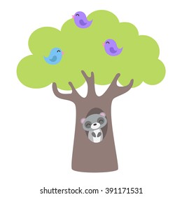 Fairy forest, flat vector illustration