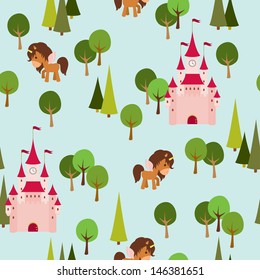 Fairy forest seamless wallpaper
