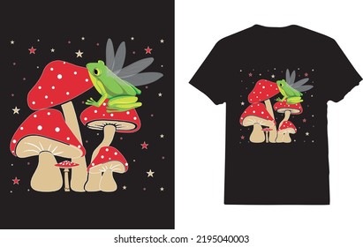 Fairy Frog Mushroom Goblincore T-Shirt Design For Woman And Man