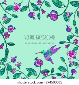 fairy garden. vector hand drawn background