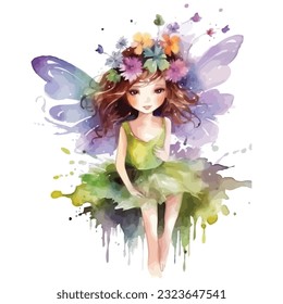 
Fairy Garden Watercolor design Clipart