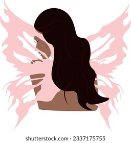 a fairy girl with freckles and dark hair illustration vector 