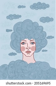 fairy girl with hair like clouds