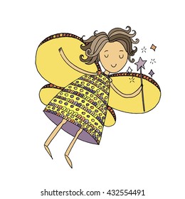Fairy girl. Hand drawn vector stock illustration
