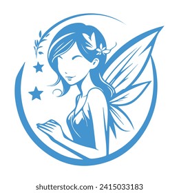 fairy girl logo template creative design