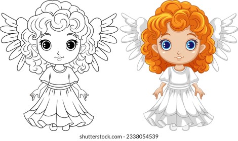 Fairy Girl Outline for Coloring illustration