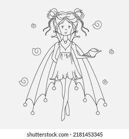 Fairy girl. Sea shell. Vector illustration.