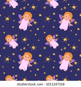 Fairy girls seamless pattern