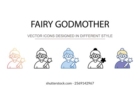 Fairy Godmother icon design with white background stock illustration