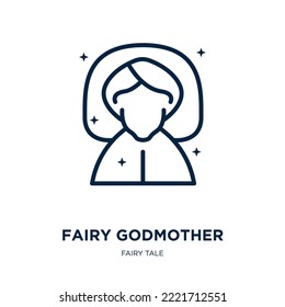 fairy godmother icon from fairy tale collection. Thin linear fairy godmother, magic, godmother outline icon isolated on white background. Line vector fairy godmother sign, symbol for web and mobile