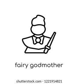 fairy godmother icon. Trendy modern flat linear vector fairy godmother icon on white background from thin line Fairy Tale collection, editable outline stroke vector illustration