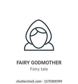 Fairy godmother outline vector icon. Thin line black fairy godmother icon, flat vector simple element illustration from editable fairy tale concept isolated on white background