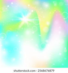 Fairy Gradient. Green Kawaii Invitation. Magic Pattern. Holographic Pastel Effect. Yellow Abstract Hologram. Pink Colorful Background. Unicorn Backdrop. Party Fairy Gradient.