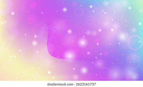 Fairy Gradient. Pink Kawaii Hologram And Beautiful Unicorn Background. Purple Princess Pattern. Watercolor Girl Design In A Light Mermaid Backdrop. Blue Fairy Gradient.
