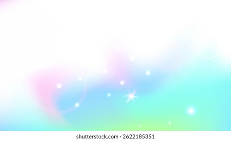 Fairy Gradient. Pink Magic Hologram And Beautiful Rainbow Background. Purple Unicorn Pattern. Star Texture Over Light Sky And Cosmic Universe Design. Blue Fairy Gradient.