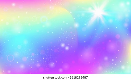 Fairy Gradient. Pink Princess Background And Beautiful Magic Hologram. Purple Rainbow Pattern. Glitter And Sparkle In A Cute Fantasy Universe Space. Blue Fairy Gradient.