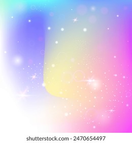 Fairy Gradient. Pink Rainbow Invitation. Unicorn Hologram. Holographic Abstract Mesh. Purple Colorful Background. Blue Blurred Pattern. Magic Glitter. Neon Fairy Gradient.