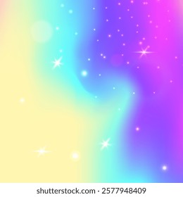 Fairy Gradient. Purple Princess Pattern. Magic Invitation. Iridescent Cosmic Mesh. Pink Blurred Hologram. Blue Abstract Background. Rainbow Backdrop. Stars Fairy Gradient.