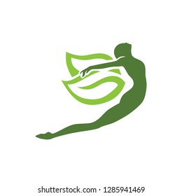 fairy with green leaves wings, logo icon