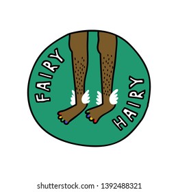 fairy and hairy doodle sticker, vector illustration