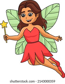 Fairy Holding Magic Wand Cartoon Colored Clipart 