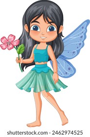 A fairy holding a pink flower