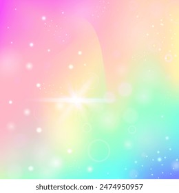 Fairy Hologram. Pink Kawaii Invitation. Unicorn Gradient. Holographic Magical Mesh. Purple Cosmic Background. Blue Mystical Pattern. Princess Glitter. Stars Fairy Hologram.