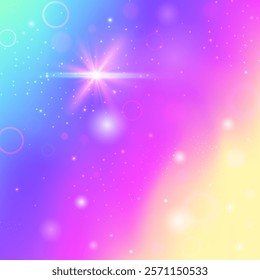 Fairy Hologram. Pink Magic Pattern. Girl Gradient. Iridescent Magical Mesh. Purple Blurred Background. Lilac Universe Invitation. Unicorn Texture. Stars Fairy Hologram.