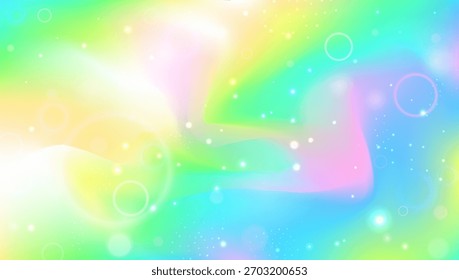 Holograma de Fadas. Padrão Mágico Rosa E Fundo De Princesa Bonita. Gradiente Kawaii Roxo, Amarelo. Sonho Brilhante Do Universo Com Brilho De Conto De Fadas Brilhante. Holograma Fada Verde.