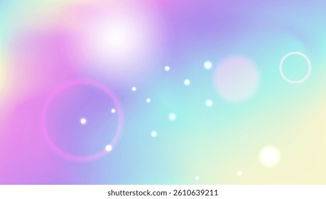 Fairy Hologram. Pink Rainbow Pattern And Beautiful Kawaii Background. Purple Princess Gradient. Star Texture Over Light Sky And Cosmic Universe Design. Blue Fairy Hologram.