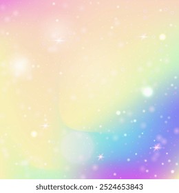 Fairy Hologram. Purple Kawaii Invitation. Magic Gradient. Iridescent Pastel Mesh. Pink Colorful Background. Lilac Galaxy Pattern. Girl Glitter. Cute Fairy Hologram.