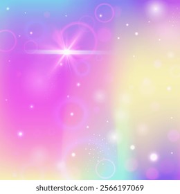 Fairy Hologram. Purple Rainbow Gradient. Magic Background. Holographic Colorful Invite. Pink Fantasy Pattern. Lilac Sparkles Invitation. Girl Backdrop. Party Fairy Hologram.