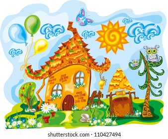 fairy house in bright cute dreamworld