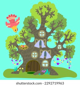 fairy house. gnome's house in cartoon style