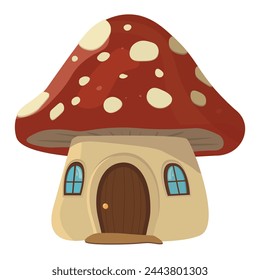 fairy house mushroom fly mushroom red with beige with door and windows vector flat style vector 