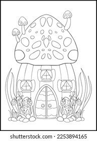  Fairy Houses Adult Coloring Pages