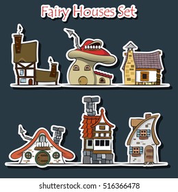 Fairy Houses Set Stickers Collection Toy Houses Mushrooms