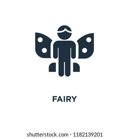 Fairy icon. Black filled vector illustration. Fairy symbol on white background. Can be used in web and mobile.