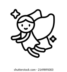 Fairy Icon. Line Art Style Design Isolated On White Background