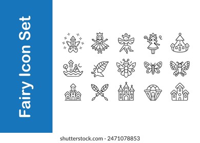 Fairy icon set in various styles with vector collections. 